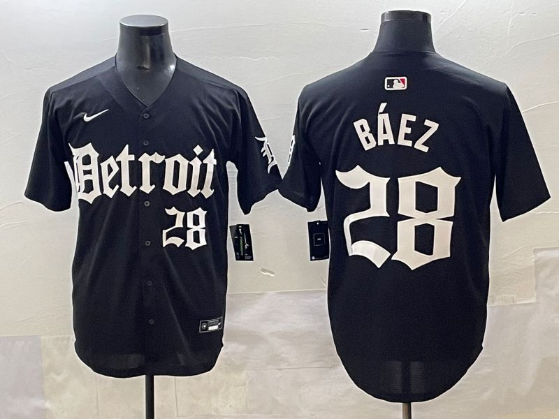 Men 2025 Detroit Tigers #28 Baez Black Five generations Joint Name Nike MLB Jersey style 13->detroit tigers->MLB Jersey